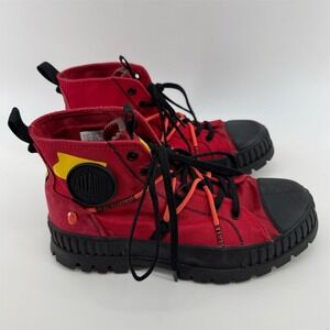 Palladium Pallashock Red‎ Canvas Ankle Boots Unisex Size 7.5/9